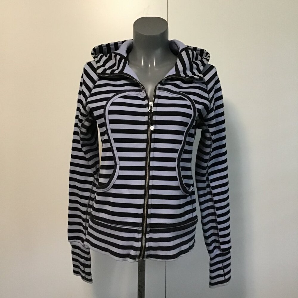 Lululemon Special Edition Scuba Hoodie Om Namaste Sea Stripe Polar Haze Size 10